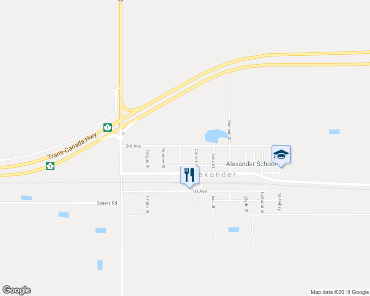 map of restaurants, bars, coffee shops, grocery stores, and more near 120 3rd Avenue in Alexander