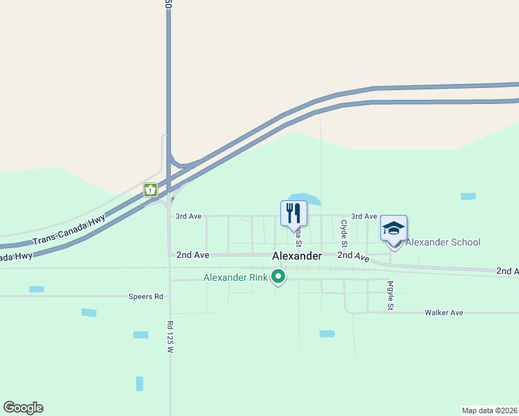 map of restaurants, bars, coffee shops, grocery stores, and more near 120 3rd Avenue in Alexander