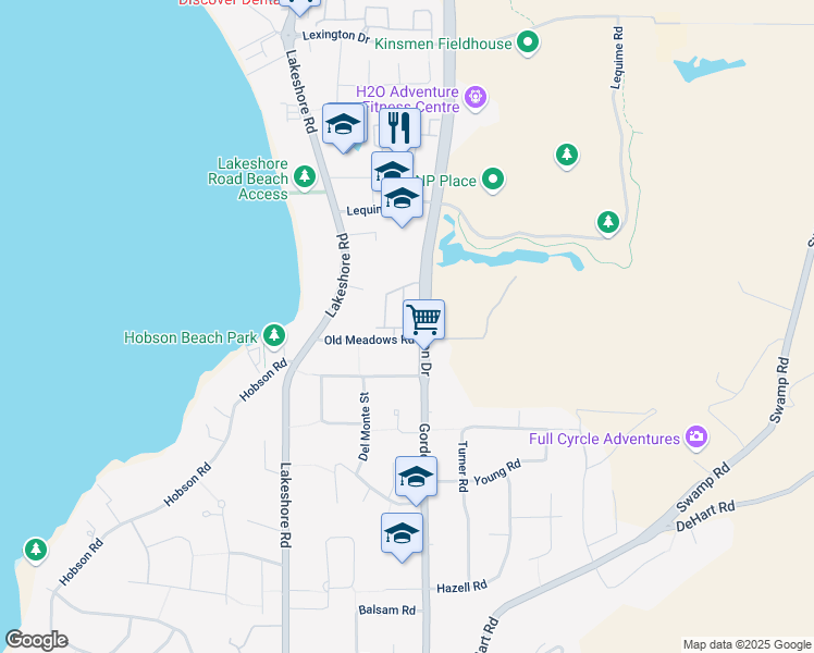 map of restaurants, bars, coffee shops, grocery stores, and more near 680 Old Meadows Road in Kelowna