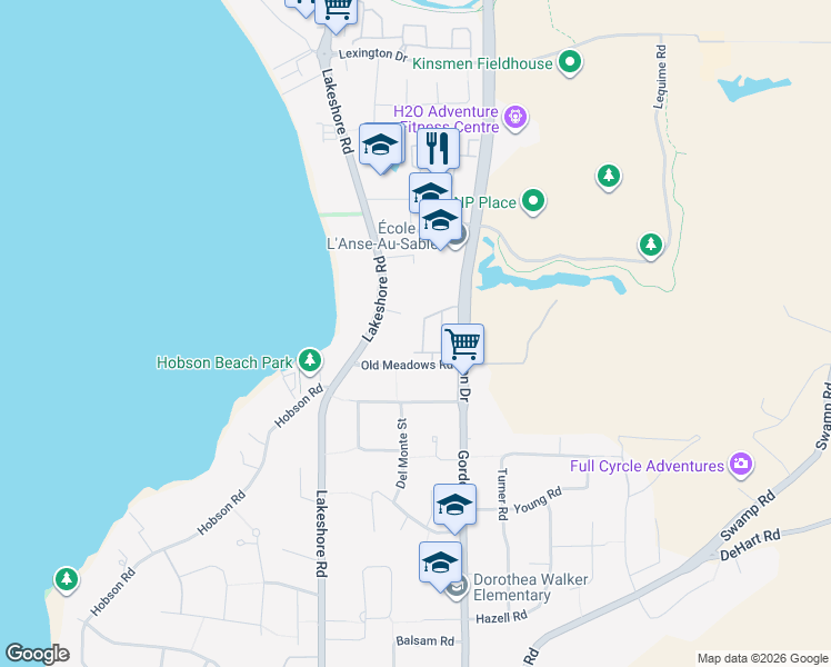 map of restaurants, bars, coffee shops, grocery stores, and more near 680 Old Meadows Road in Kelowna