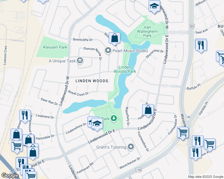 map of restaurants, bars, coffee shops, grocery stores, and more near 34 Edmond Muys Place in Winnipeg