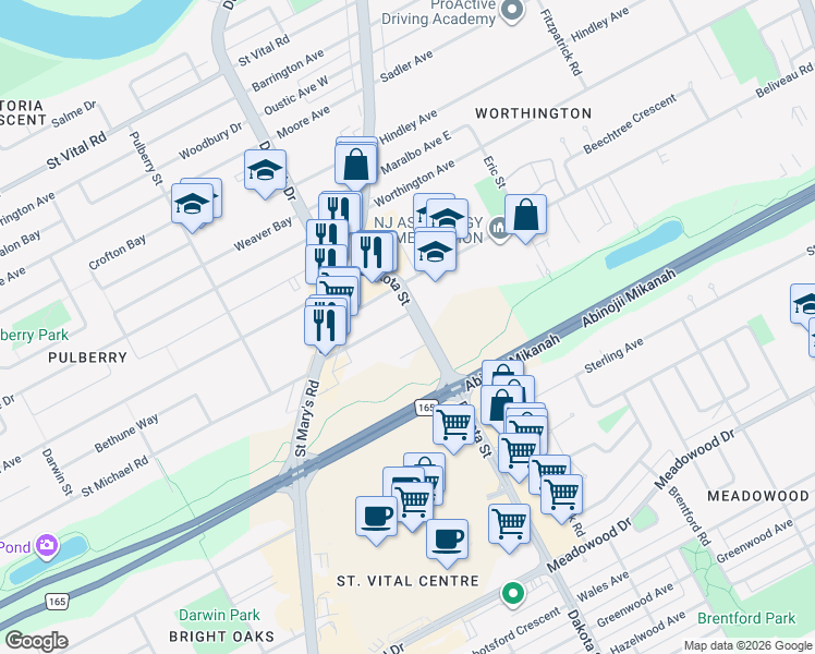 map of restaurants, bars, coffee shops, grocery stores, and more near 60 Chesterfield Avenue in Winnipeg