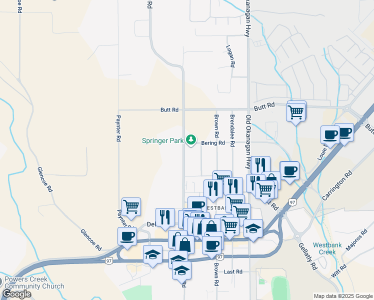 map of restaurants, bars, coffee shops, grocery stores, and more near 3559 Elliott Road in West Kelowna
