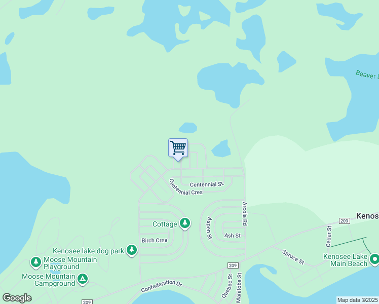map of restaurants, bars, coffee shops, grocery stores, and more near Canada Crescent in Kenosee Lake