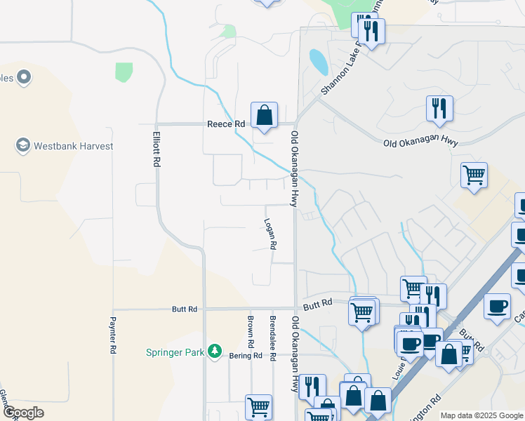 map of restaurants, bars, coffee shops, grocery stores, and more near 2441 Chieftain Road in West Kelowna