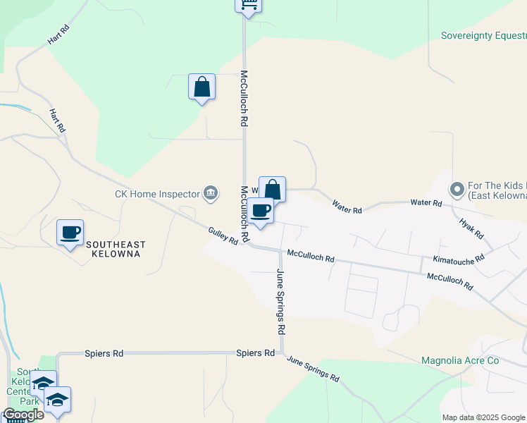 map of restaurants, bars, coffee shops, grocery stores, and more near 3342 Larkspur Court in Kelowna