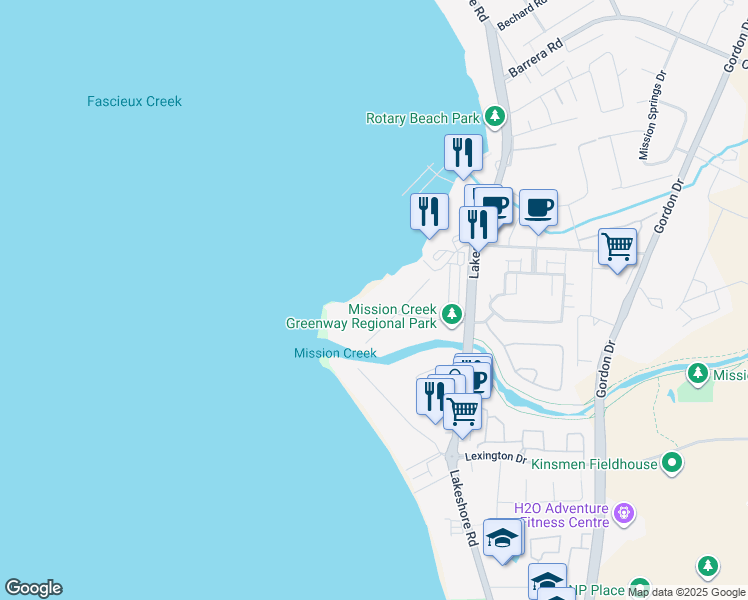 map of restaurants, bars, coffee shops, grocery stores, and more near 3865 Truswell Road in Kelowna