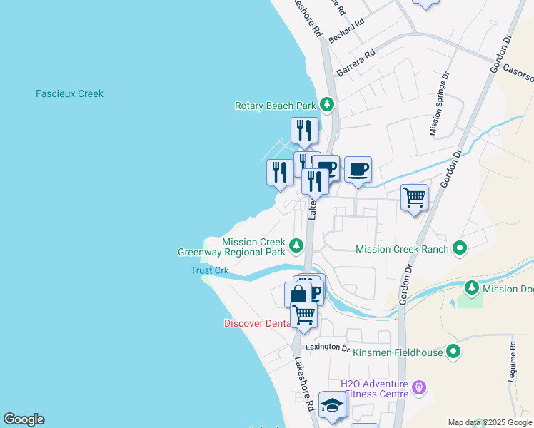 map of restaurants, bars, coffee shops, grocery stores, and more near 3820 Capozzi Road in Kelowna