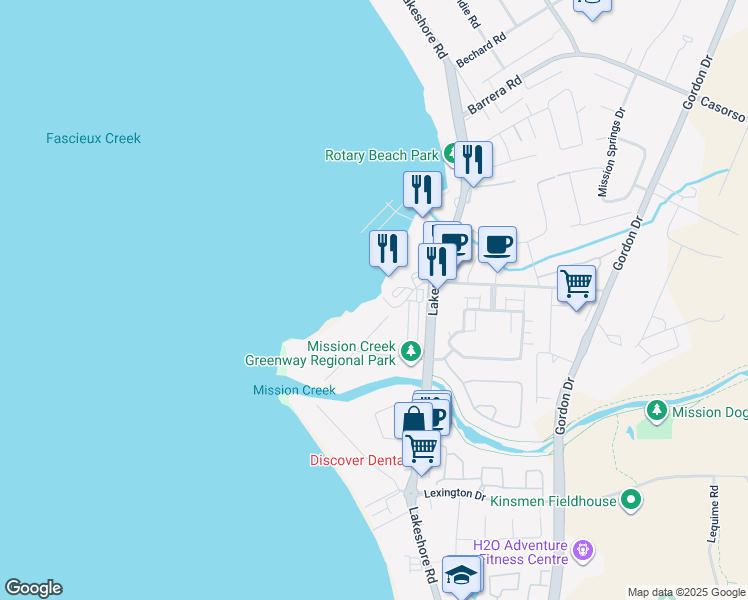 map of restaurants, bars, coffee shops, grocery stores, and more near 3820 Capozzi Road in Kelowna