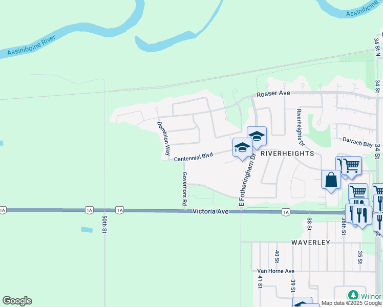 map of restaurants, bars, coffee shops, grocery stores, and more near 4149 Centennial Boulevard in Brandon
