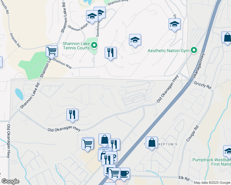 map of restaurants, bars, coffee shops, grocery stores, and more near 3220 Skyview Lane in West Kelowna