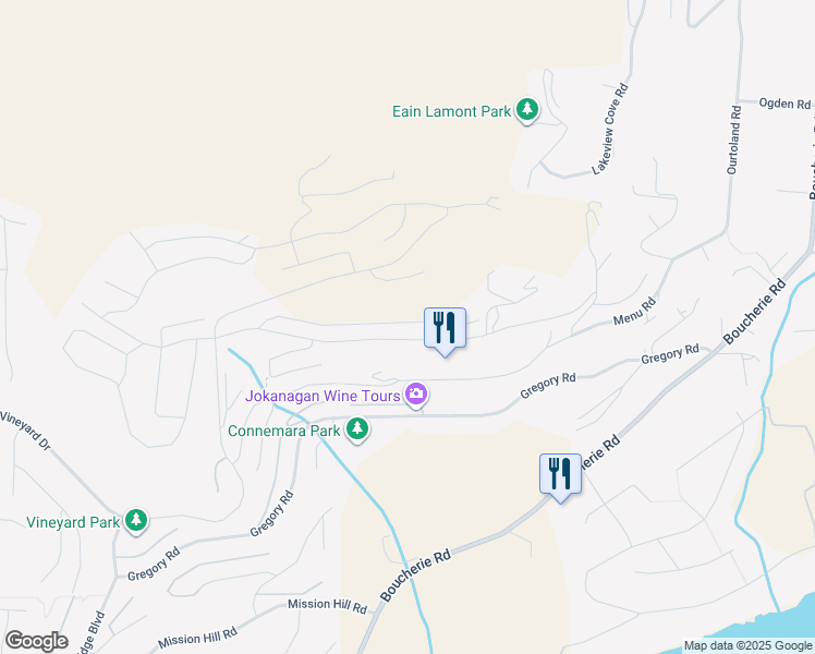 map of restaurants, bars, coffee shops, grocery stores, and more near 1374 Pinot Noir Drive in West Kelowna