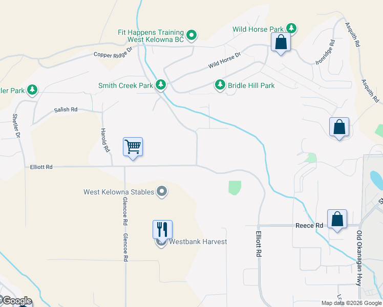 map of restaurants, bars, coffee shops, grocery stores, and more near 3178 Smith Creek Road in West Kelowna