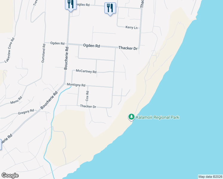 map of restaurants, bars, coffee shops, grocery stores, and more near 3100 Thacker Drive in West Kelowna