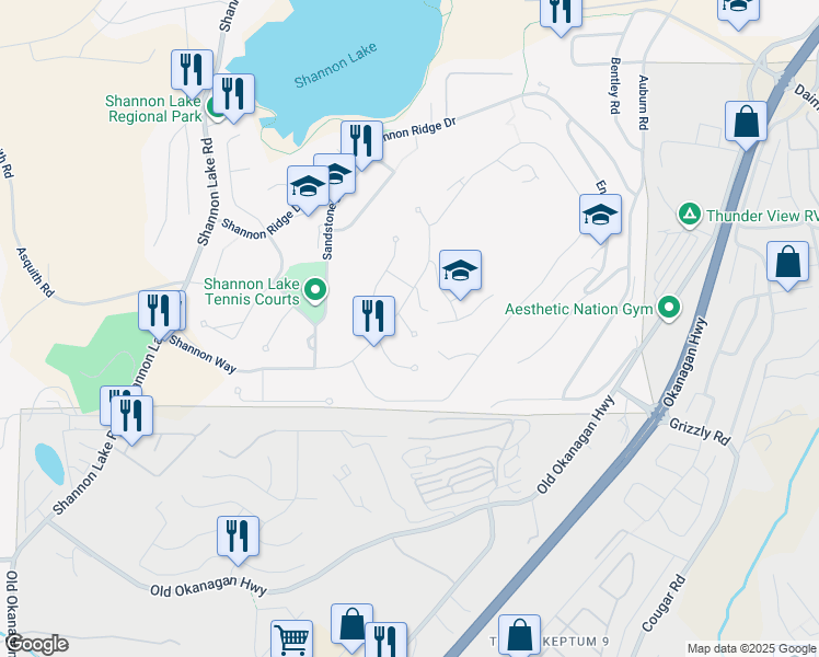 map of restaurants, bars, coffee shops, grocery stores, and more near 3214 Sagebrush Court in West Kelowna