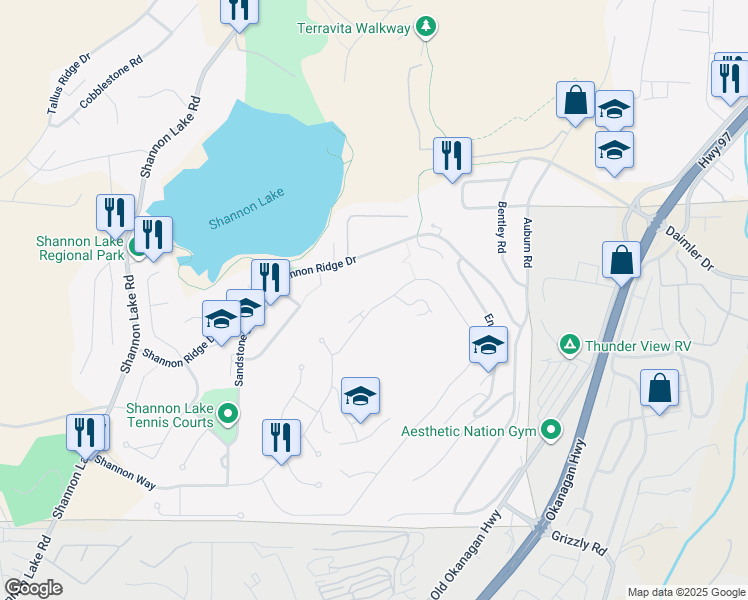 map of restaurants, bars, coffee shops, grocery stores, and more near 2224 Upper Sundance Drive in West Kelowna