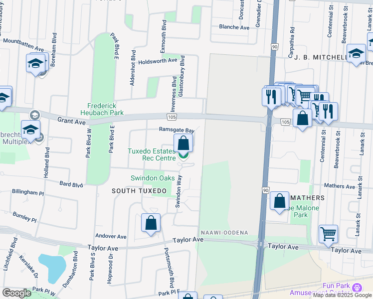 map of restaurants, bars, coffee shops, grocery stores, and more near 87 Ramsgate Bay in Winnipeg