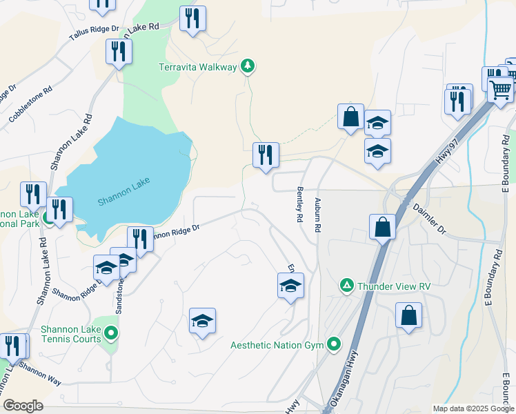 map of restaurants, bars, coffee shops, grocery stores, and more near 2102 Shannon Ridge Drive in West Kelowna
