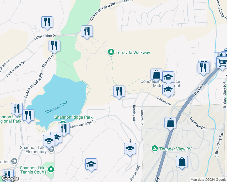 map of restaurants, bars, coffee shops, grocery stores, and more near 2760 Auburn Road in West Kelowna