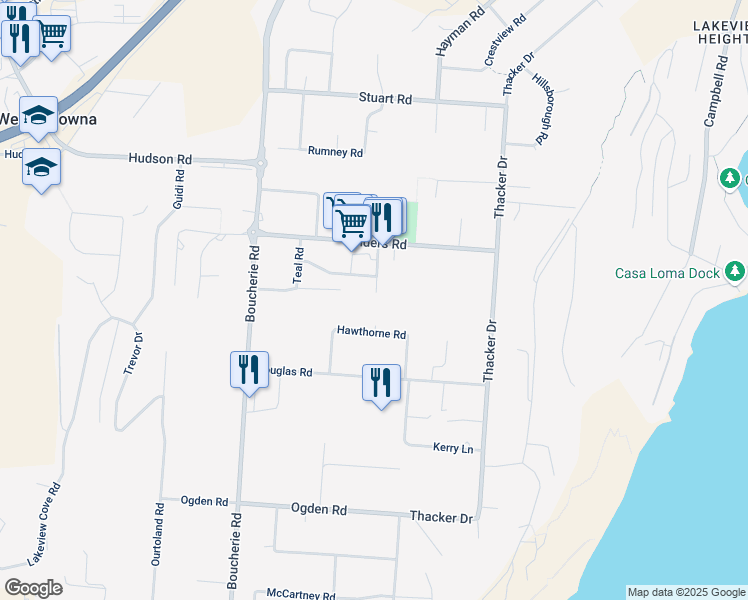 map of restaurants, bars, coffee shops, grocery stores, and more near 2750 Olalla Road in West Kelowna