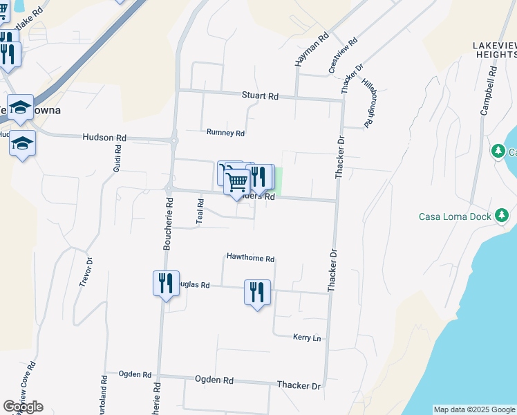 map of restaurants, bars, coffee shops, grocery stores, and more near 831 Anders Road in West Kelowna