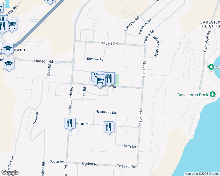 map of restaurants, bars, coffee shops, grocery stores, and more near 831 Anders Road in West Kelowna