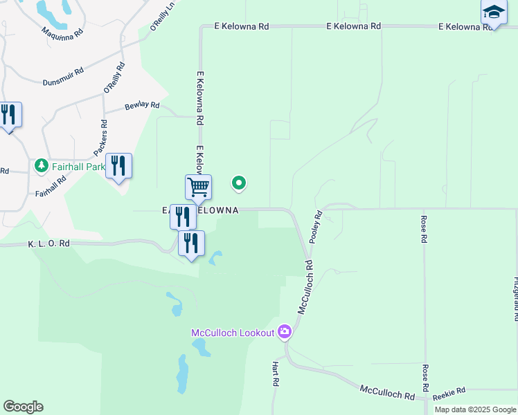 map of restaurants, bars, coffee shops, grocery stores, and more near 2940 McCulloch Road in Kelowna