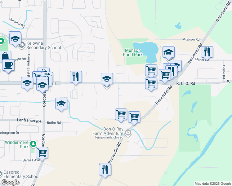 map of restaurants, bars, coffee shops, grocery stores, and more near 3150 Saint Amand Road in Kelowna