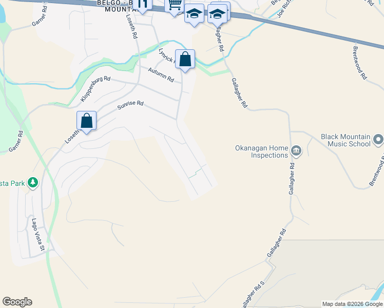 map of restaurants, bars, coffee shops, grocery stores, and more near 1900 Lynx Road in Kelowna