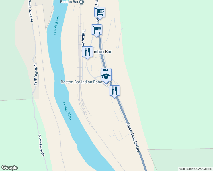 map of restaurants, bars, coffee shops, grocery stores, and more near 47643 Old Boston Bar Road in Boston Bar