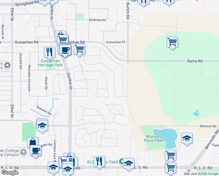 map of restaurants, bars, coffee shops, grocery stores, and more near 1201 Cameron Avenue in Kelowna