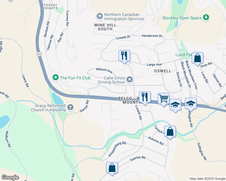 map of restaurants, bars, coffee shops, grocery stores, and more near 1434 Tanemura Crescent in Kelowna