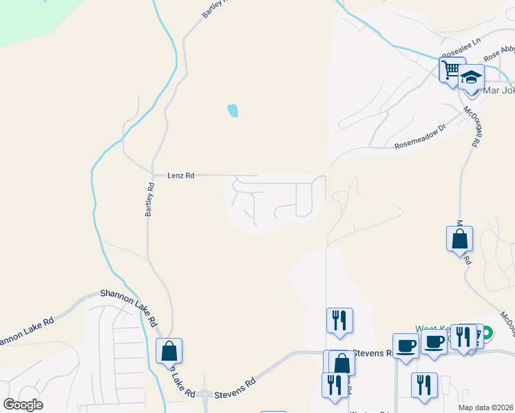 map of restaurants, bars, coffee shops, grocery stores, and more near 6 Lenz Road in West Kelowna