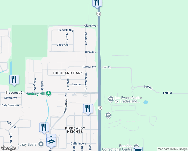 map of restaurants, bars, coffee shops, grocery stores, and more near 1330 1st Street North in Brandon