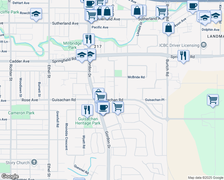 map of restaurants, bars, coffee shops, grocery stores, and more near 2248 Stillingfleet Road in Kelowna