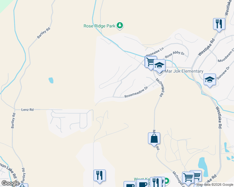 map of restaurants, bars, coffee shops, grocery stores, and more near 2095 Rose Tree Road in West Kelowna