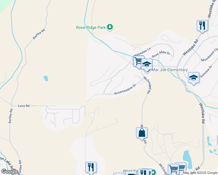 map of restaurants, bars, coffee shops, grocery stores, and more near 2095 Rose Tree Road in West Kelowna