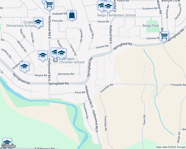 map of restaurants, bars, coffee shops, grocery stores, and more near 1070 Scorpio Road in Kelowna
