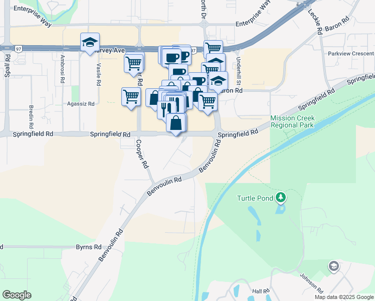 map of restaurants, bars, coffee shops, grocery stores, and more near 2065 Benvoulin Court in Kelowna