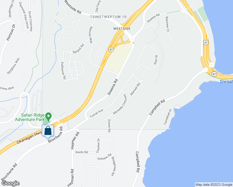 map of restaurants, bars, coffee shops, grocery stores, and more near 2112 Tomat Avenue in Kelowna