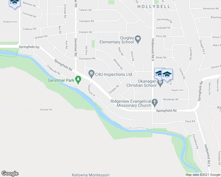 map of restaurants, bars, coffee shops, grocery stores, and more near 905 Hickory Road in Kelowna