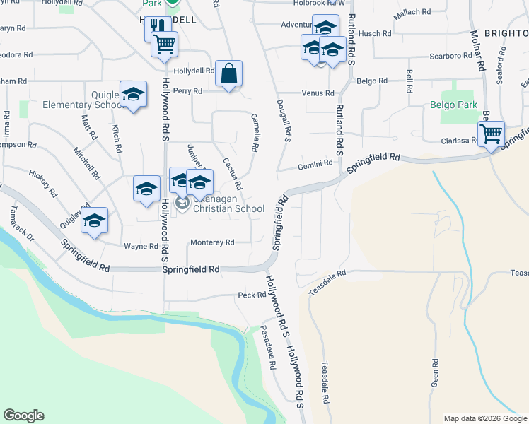 map of restaurants, bars, coffee shops, grocery stores, and more near 1025 Jasmine Road in Kelowna
