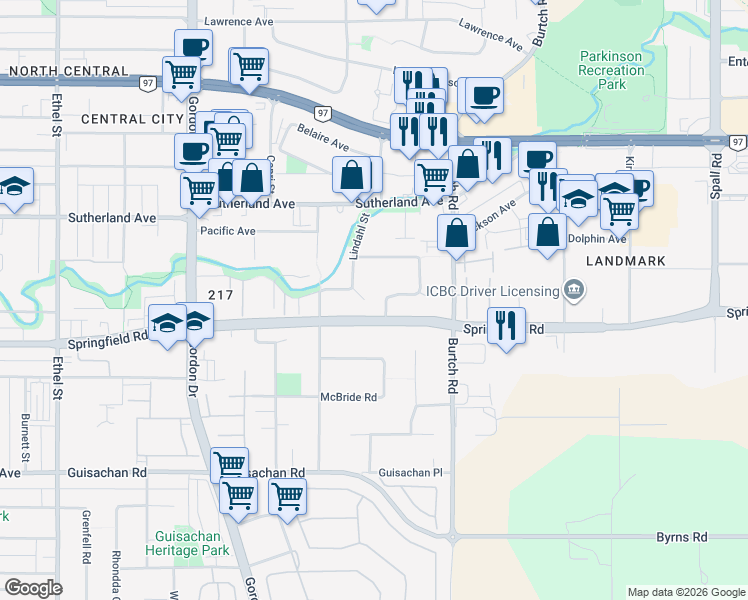 map of restaurants, bars, coffee shops, grocery stores, and more near 1410 Inkar Road in Kelowna