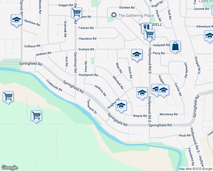 map of restaurants, bars, coffee shops, grocery stores, and more near 925 Thompson Road in Kelowna