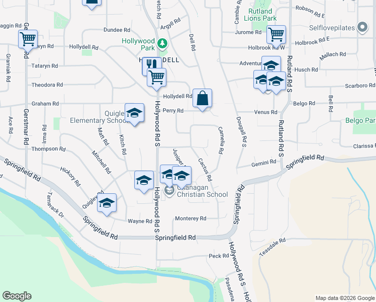 map of restaurants, bars, coffee shops, grocery stores, and more near 774 Cactus Road in Kelowna