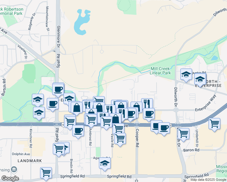 map of restaurants, bars, coffee shops, grocery stores, and more near 1505 Hardy Street in Kelowna