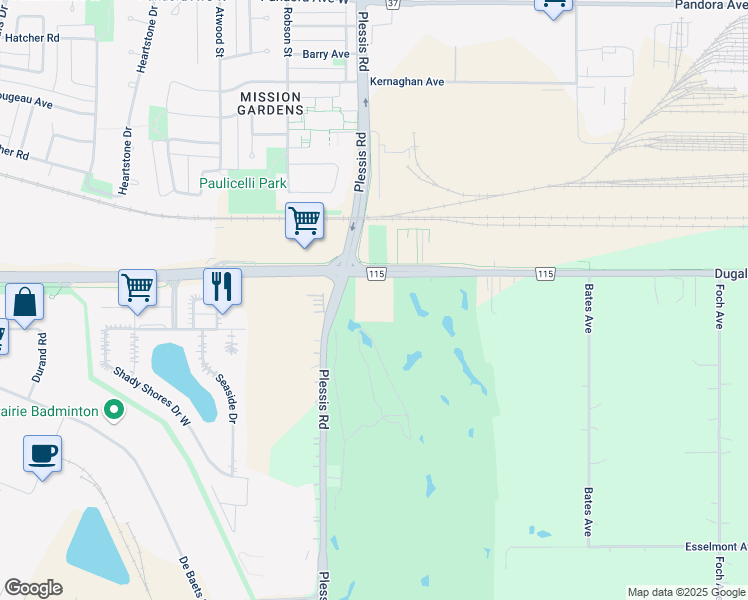map of restaurants, bars, coffee shops, grocery stores, and more near 2070 Dugald Road in Winnipeg
