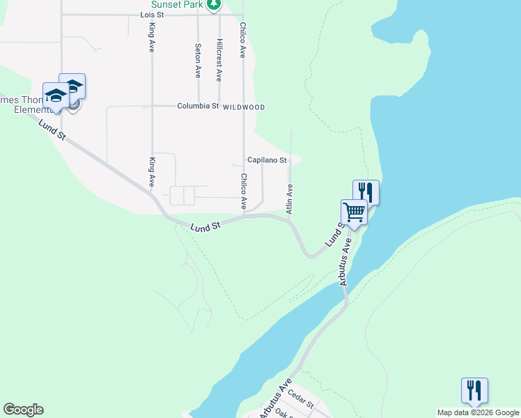 map of restaurants, bars, coffee shops, grocery stores, and more near 6263 Lund Street in Powell River