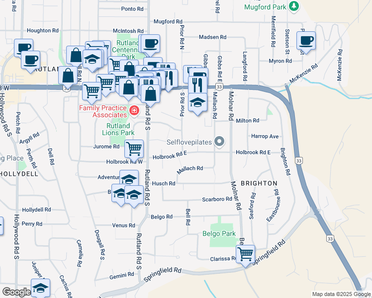 map of restaurants, bars, coffee shops, grocery stores, and more near 270 Holbrook Road East in Kelowna