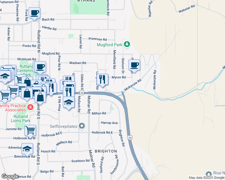 map of restaurants, bars, coffee shops, grocery stores, and more near 590 McKenzie Road in Kelowna